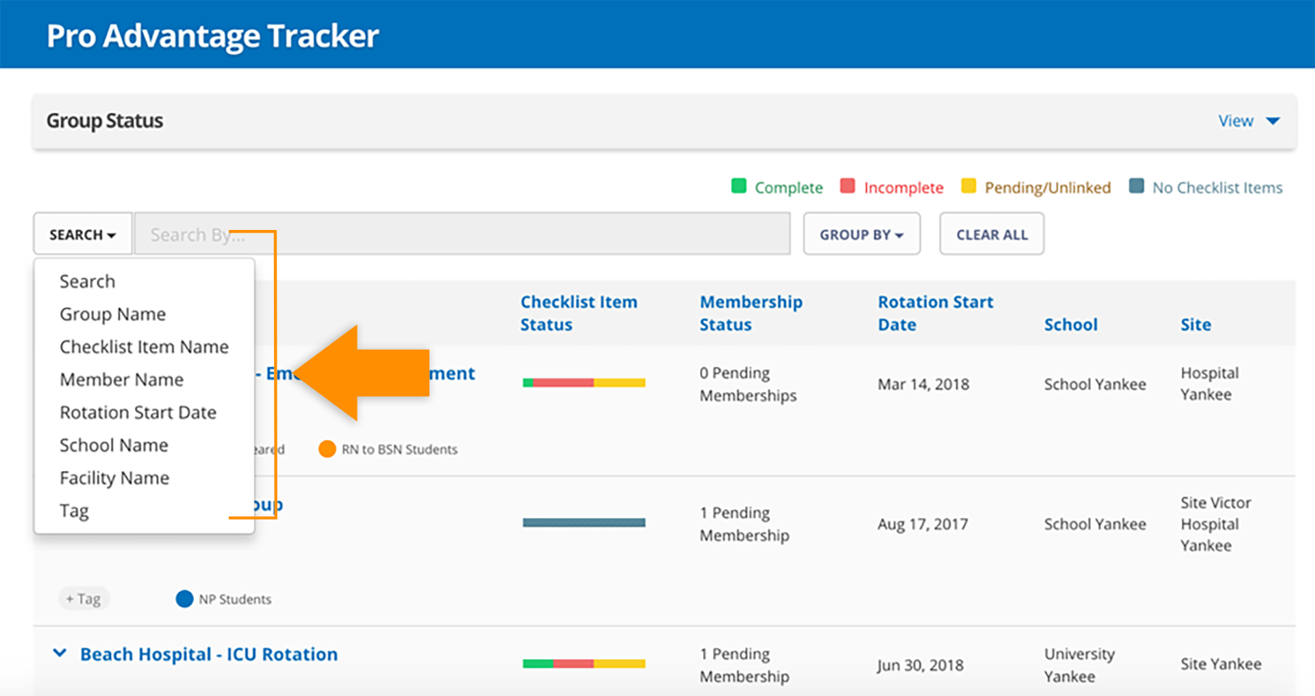 CB Bridges™ Pro Advantage Tracker Enhancements Improved Grouping and Searching Search By