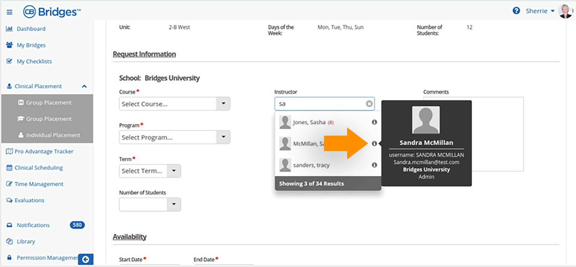 CB Bridges™ Pro Advantage Tracker Select User Info "i" icon