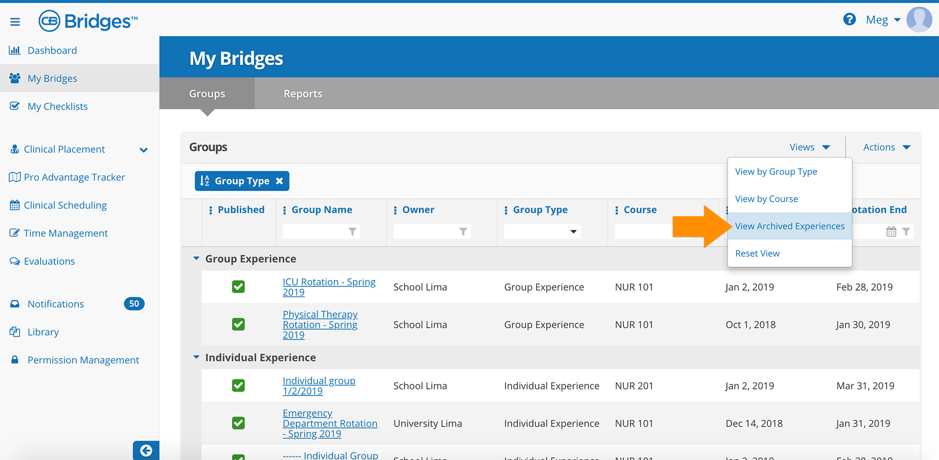 CB Bridges™ Pro Advantage Tracker-View Archive Experiences