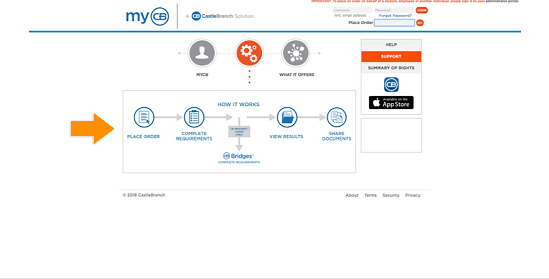 CB Bridges™ Clinical Placement myCB to CB Bridges™ Handoff: Navigation—Step 2: How It Works tab of myCB has been updated to show the process in which myCB functions through a graphic image.