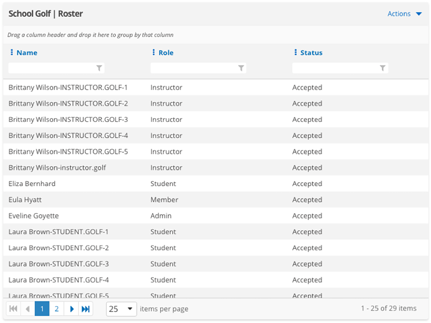 CB Bridges™ Clinical Placement Grid UI and Export Enhancements—Step 2: New and improved grid–style Roster design.